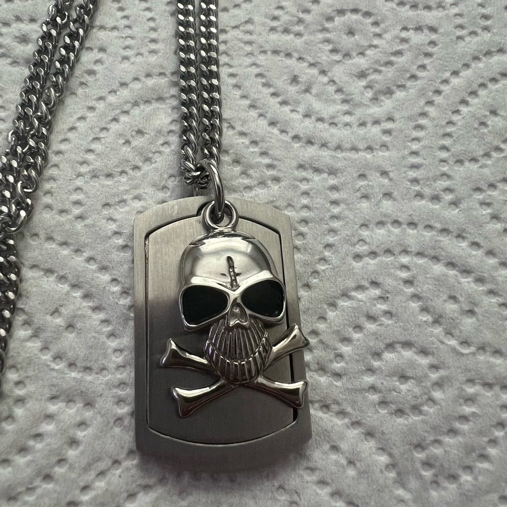 Men's Silver Skull Pendant Necklace